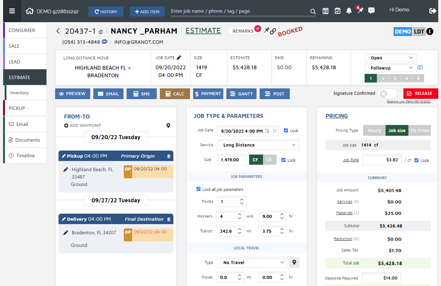 Granot Moving Software
